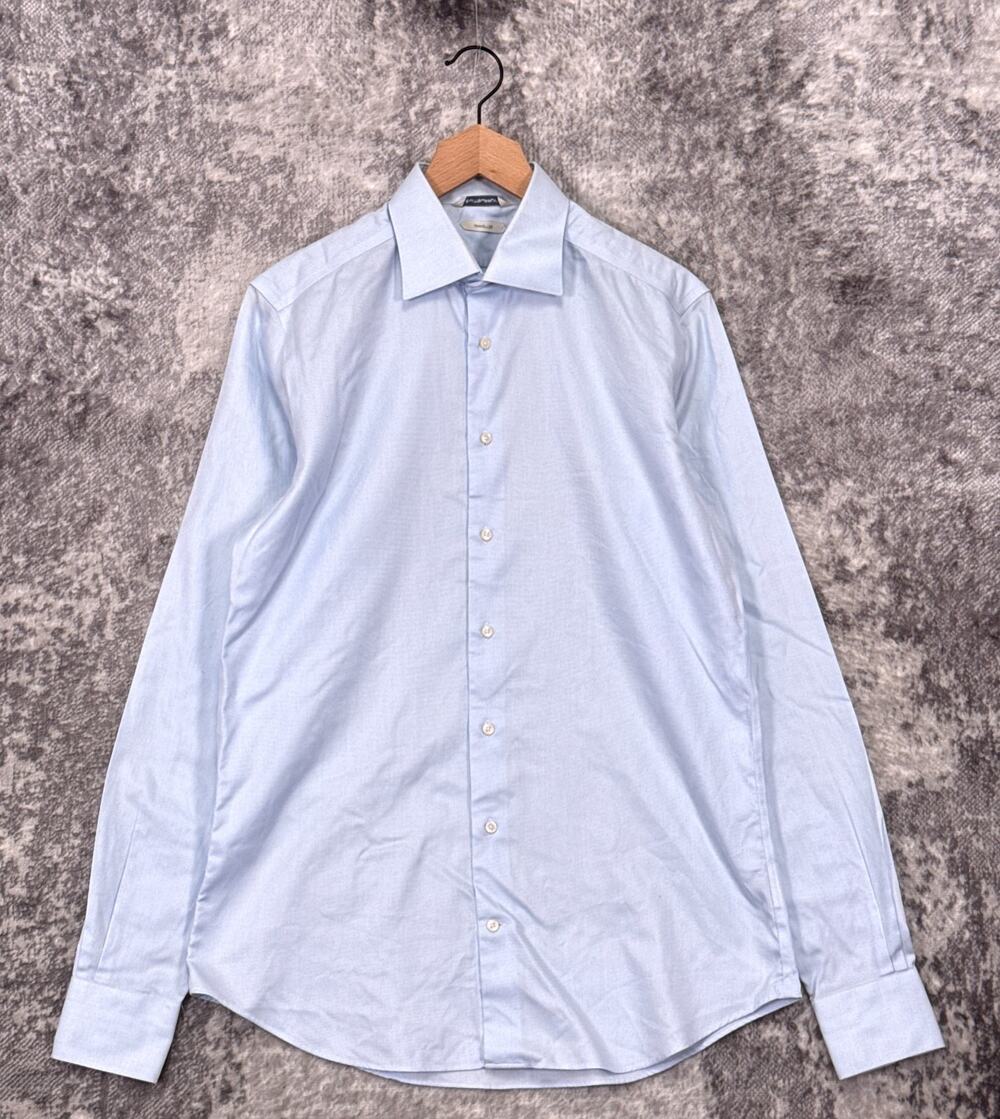 Suitsupply Dress Shirt 15.75 Mens Traveller Slim Fit Jacquard Long Sleeve Button